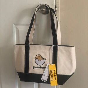 NWT BAGGU X Gudetama small heavyweight canvas tote bag.